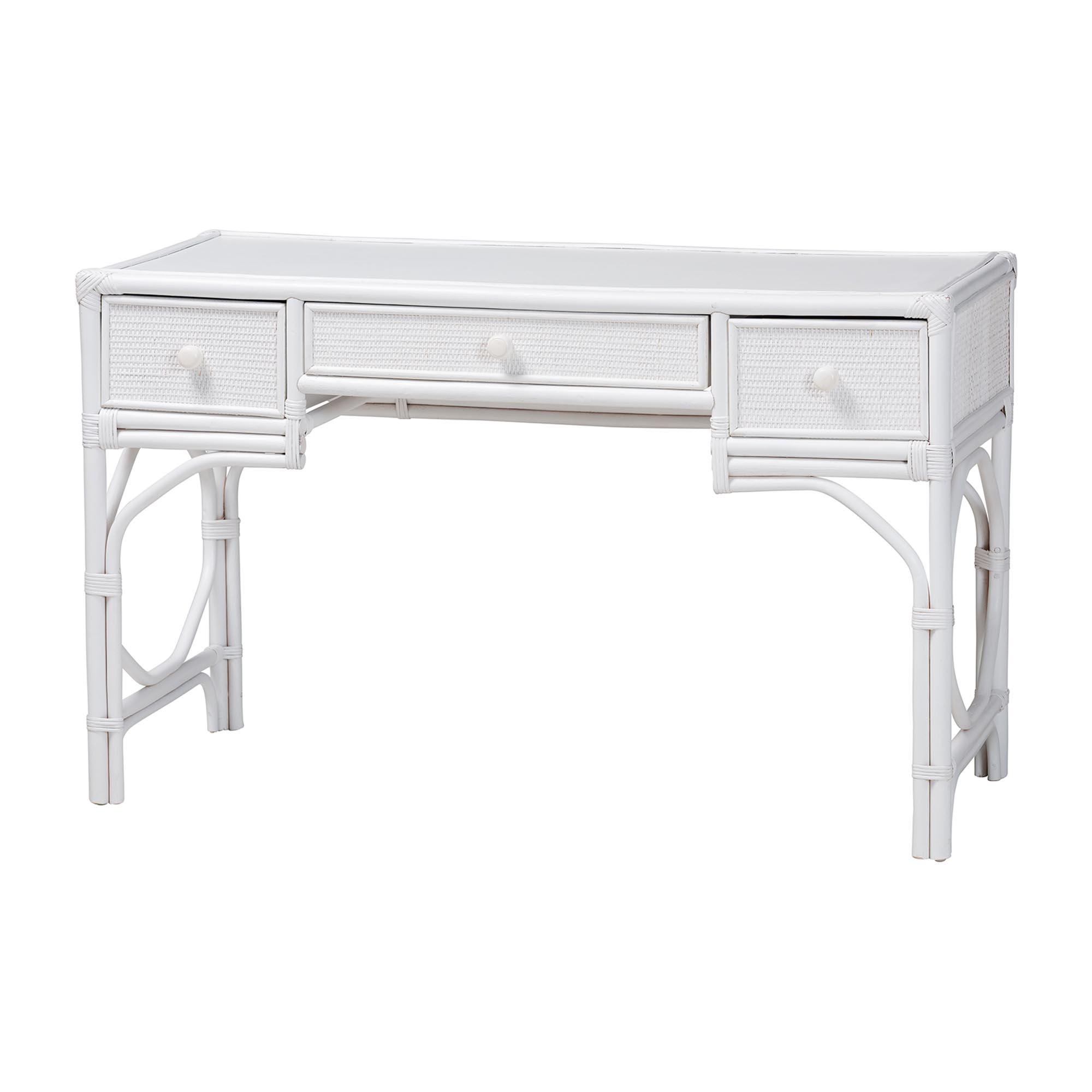bali & pari Arben Natural Rattan Writing Desk with Three Drawers